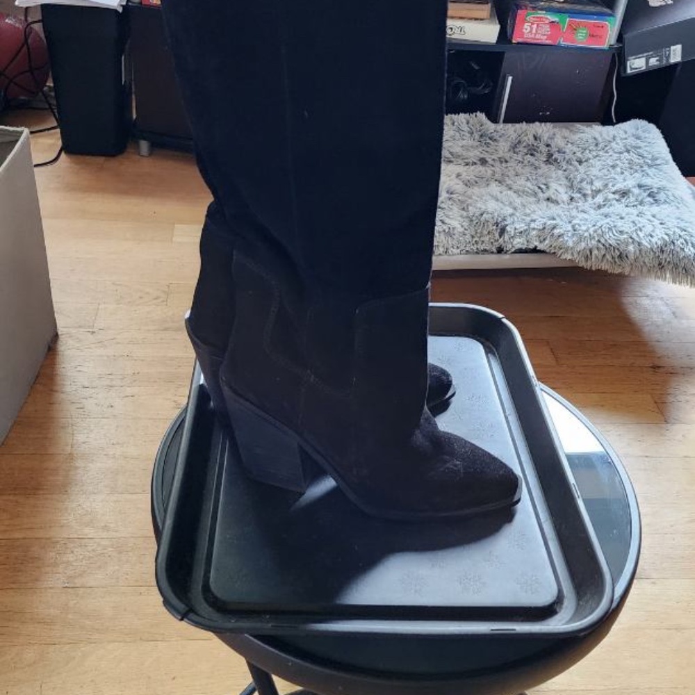 Black suede boots